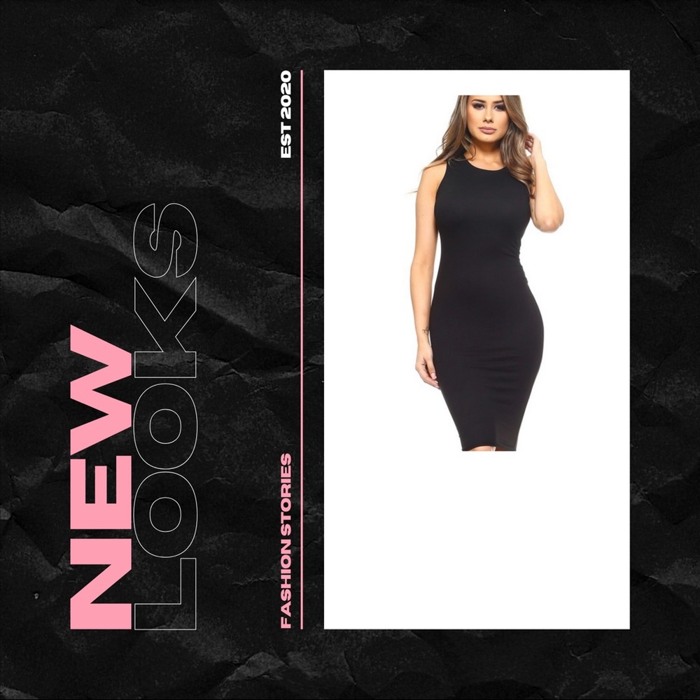 Midnight Madness Black Midi Dress